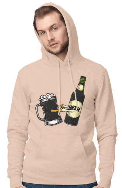 Чоловіче худі з принтом "Пляшка Пива З Келихом Пива". Келих, пиво, пляшка. 2070702
