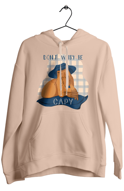 Men's hoodie with prints Capybara. Animal, capybara, rodent. 2070702