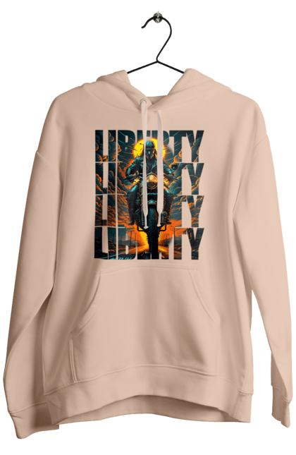 Чоловіче худі з принтом "Байкер". Байкер, мотоцикліст, подорожі, свобода, туризм. 2070702