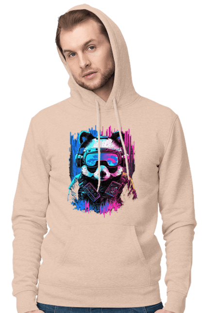 Чоловіче худі з принтом "Панда в VR шолом". Віртуальна реальність, гік, панда, персонаж, шолом. 2070702