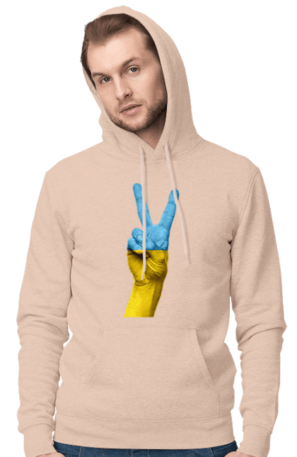 Чоловіче худі з принтом "Два Пальця, Світ, Україна". Мир, рука, україна. 2070702