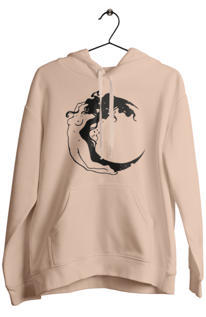 Men`s hoodie with prints Moon girl. Cosmic, girl, moon, space, stars. 2070702