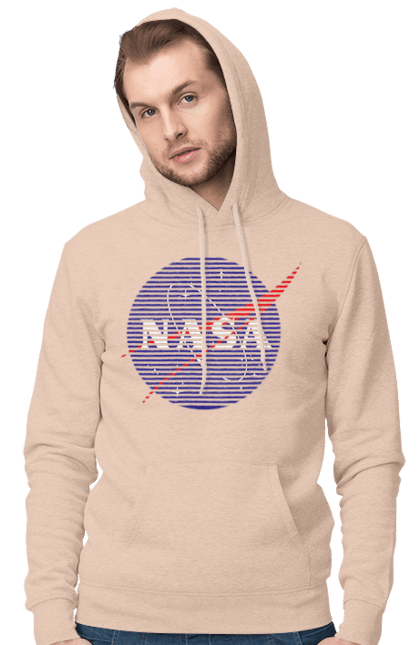 Чоловіче худі з принтом "NASA". Авіація, астронавтика, дослідження, емблема, космічний, космонавтика, космос, наука, повітроплавання, ракета, сша, технології. futbolka.stylus.ua