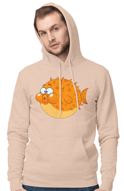 Чоловіче худі з принтом "Помаранчева Риба Фугу". Риба, фугу. 2070702