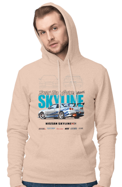 Чоловіче худі з принтом "Nissan Skyline". Nissan, nissan skyline, skyline, авто, автомобіль, ніссан, скайлайн. 2070702