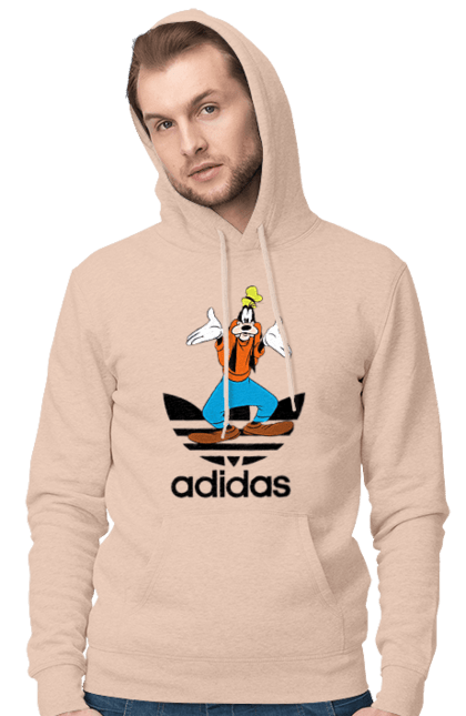 Мужское худи с принтом Adidas Гуфи. Adidas, goofy, адидас, гуфи, мультсериал, мультфильм, пес, собака. 2070702