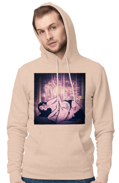 Чоловіче худі з принтом "Дорослі Ігри На Тлі Міста". Гола, кохання, лизати, трусики. 2070702