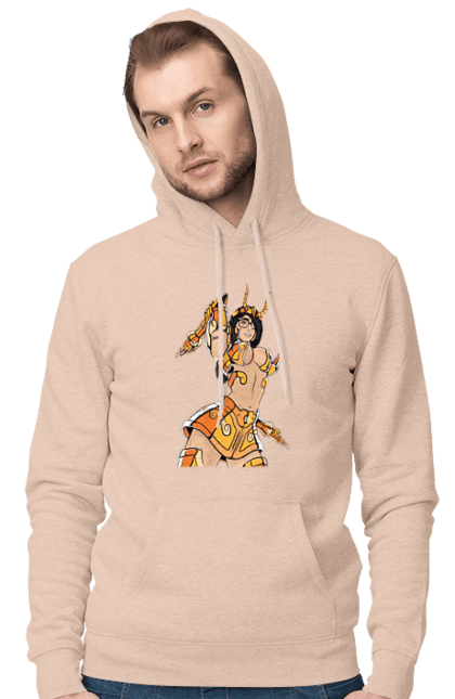 Men's hoodie with prints Scorpio girl. Armor, glasses, gold, scorpion, young woman. 2070702