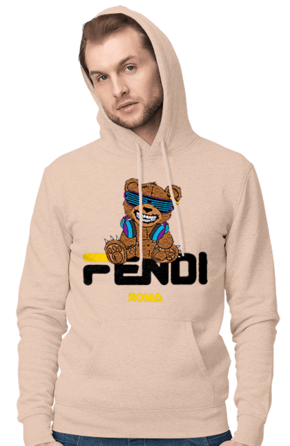 Мужское худи с принтом Fendi. Fendi, бренд, дом моды, италия, люкс, мишка, мода, одежда, сумка, фенди. 2070702