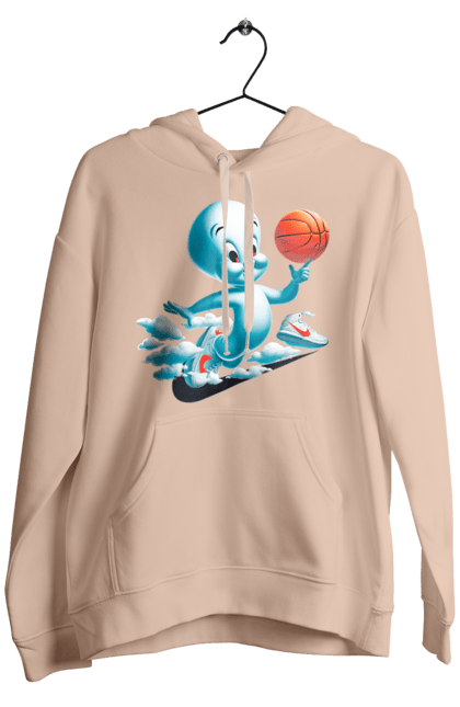 Men's hoodie with prints Casper. Ball, basketball, casper, ghost, movie, sneakers, sport. 2070702