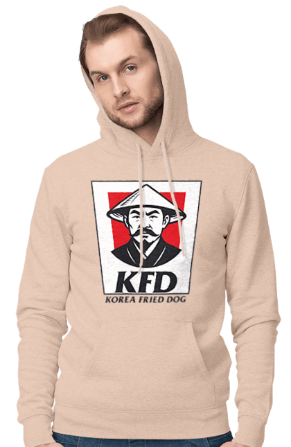 Чоловіче худі з принтом "Korea Fried Dog". Бренди, гумор, жартівливі, кфц, літні, прикольні, смішні, фаст-фуд. 2070702