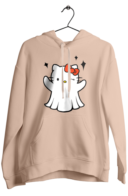 Чоловіче худі з принтом "Хелло Кітті Хелловін". Ghost, halloween, hello kitty, бренд, кіт, кошеня, персонаж, привид, хелло кітті, хелловін. 2070702