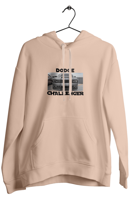 Men`s hoodie with prints Dodge challenger. An american legend, car, cult car, dodge challenger, oil car, powerful car. 2070702