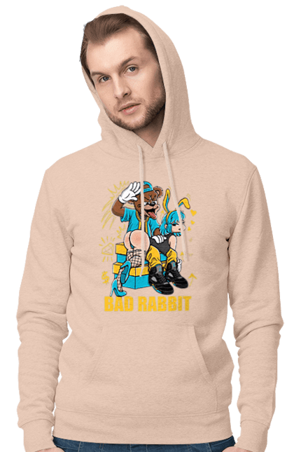 Чоловіче худі з принтом "Поганий кролик". Бдсм, ведмідь, дівчина, кролик, поганий кролик, прикольна, смішна. 2070702
