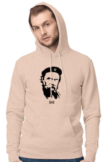 Men`s hoodie with prints Shevchenko. Beret, cobzar, shevchenko, taras, ukraine. 2070702