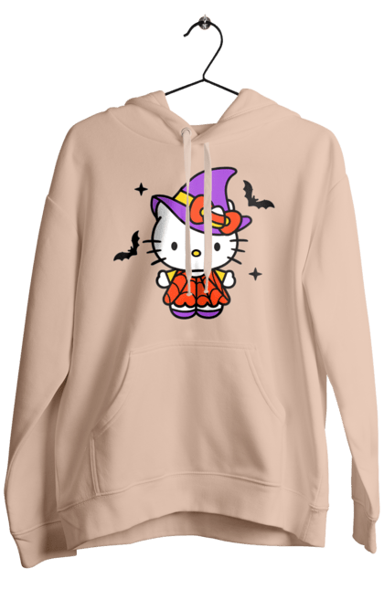 Чоловіче худі з принтом "Хелло Кітті Хелловін". Halloween, hello kitty, witch, бренд, відьма, кіт, кошеня, персонаж, хелло кітті, хелловін. 2070702