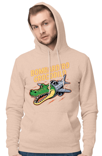 Чоловіче худі з принтом "Bombardino Crocodilo". Bombardino, bombardino crocodilo, crocodilo, бомбардиро крокодило, бомбардіно крокоділо, крокодил, крокодил літак, крокодил мем, мем бомбардине крокодило, меми. 2070702