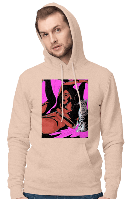 Чоловіче худі з принтом "Дівчина Отримує Задоволення". Гола, задоволення, кішка, пристрасть. 2070702