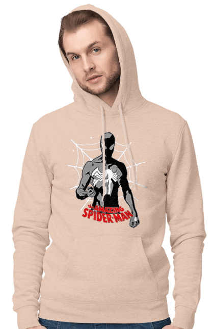 Men's hoodie with prints Spider man. Cinema, comics, marvel, marvel comics, peter parker, spiderman, superhero. 2070702