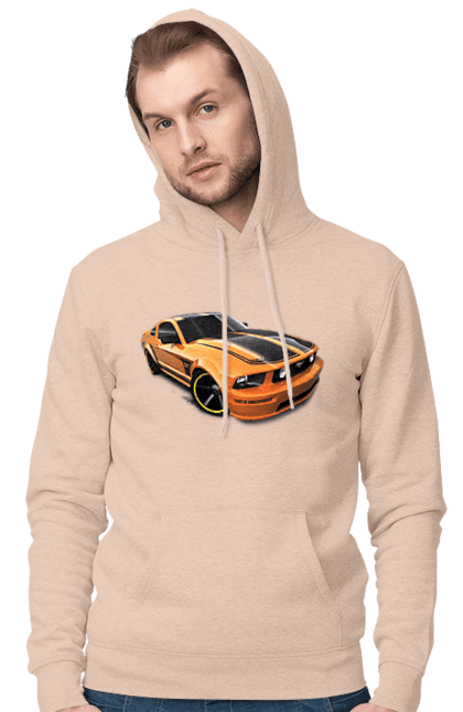 Чоловіче худі з принтом "Помаранчева, швидкісна машина". Їзда, колеса, машина, швидкість. 2070702