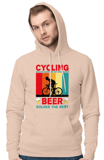 Чоловіче худі з принтом "Cycling Beer". Алкоголь, брутальні, велосипед, веселі, для спортсменів, літні, пиво, спорт, чоловічі. 2070702
