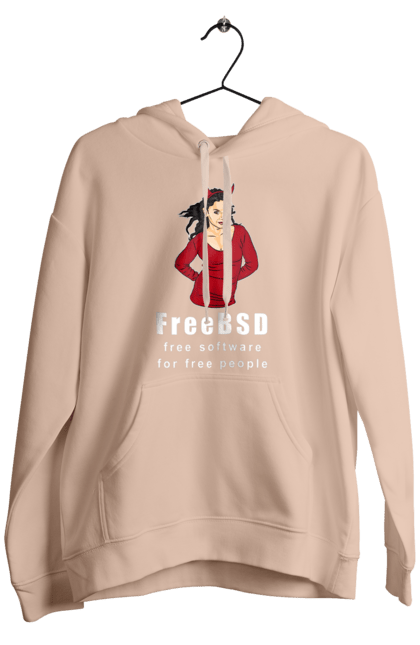 Чоловіче худі з принтом "Freebsd Для Вільних". Bsd, freebsd, unix, адміністратор, айті, айтішник, безкоштовна, безкоштовно, бестія, білий, вільна, демон, демонесса, доступність, незалежність, операційна система, ос, програміст, програмне забезпечення, свобода, сисадмін, система, системний адміністратор, софт, текст, червоний. 2070702