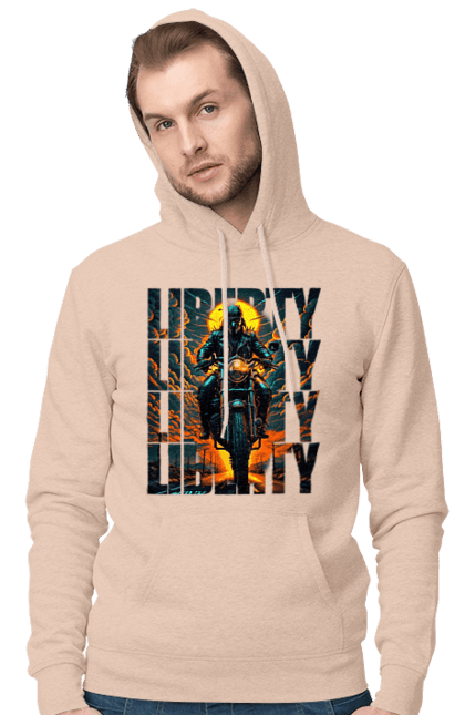 Чоловіче худі з принтом "Байкер". Байкер, мотоцикліст, подорожі, свобода, туризм. 2070702