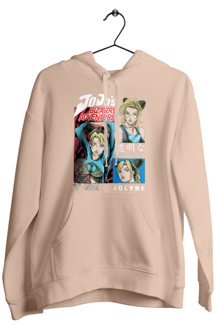 Men's hoodie with prints JOJO Jolyne Cujoh. Anime, jojo, jojo`s bizarre adventure, jojo’s bizarre adventure, jolyne cujoh, manga. 2070702