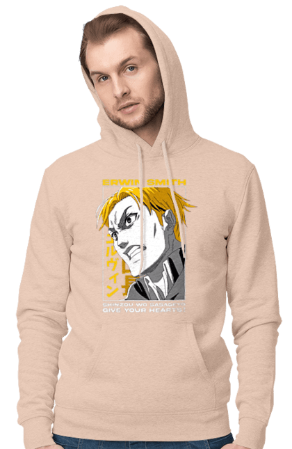 Чоловіче худі з принтом "Атака титанів Ервін". Attack on titan, erwin, erwin smith, shingeki no kyojin, аніме, атака титанів, вторгнення гігантів, ервін, ервін сміт, манга. 2070702