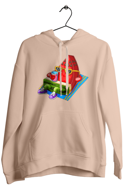 Чоловіче худі з принтом "Кавун П'є Коктейль". Кавун, коктейль, літо. 2070702