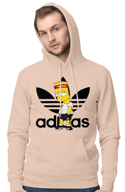 Men's hoodie with prints Adidas Bart. Adidas, bart, cartoon, simpson. 2070702