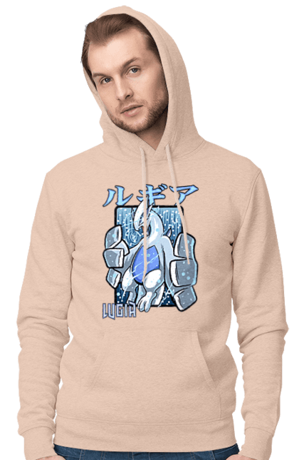 Men's hoodie with prints Pokemon Lugia. Anime, games, lugia, nintendo, pokemon, pokemon go. 2070702