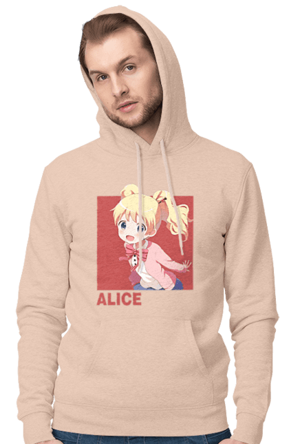 Men's hoodie with prints Kiniro Mosaic Alice Cartelet. Alice, alice cartelet, anime, gold mosaic, kiniro mosaic, kinmoza, manga. 2070702