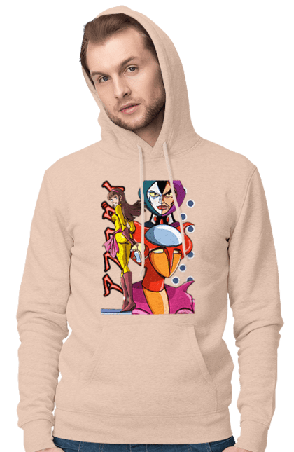 Men's hoodie with prints Mazinger Z Aphrodite. Anime, aphrodite, manga, mazinger z, mecha, robots. 2070702