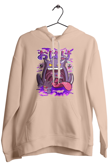 Men`s hoodie with prints Pokemon Gengar. Anime, fushigibana, games, gengar, nintendo, pokemon, pokemon go. 2070702