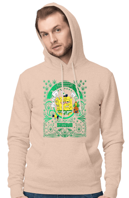 Men's hoodie with prints SpongeBob. Animated series, cartoon, spongebob, spongebob squarepants. 2070702