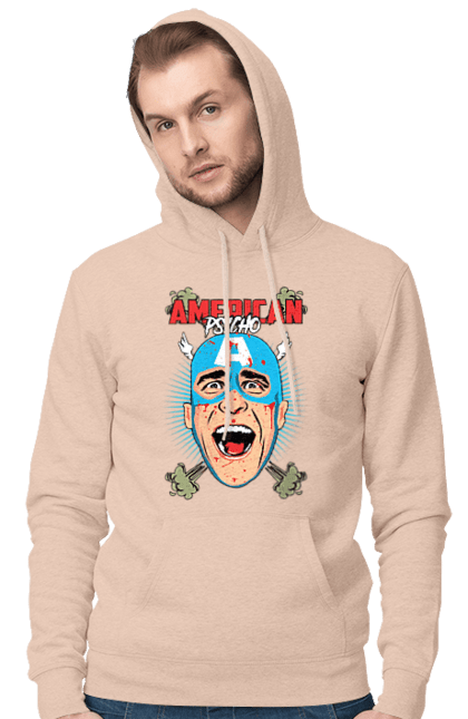 Men's hoodie with prints American Psycho. American psycho, book, captain america, movie. 2070702