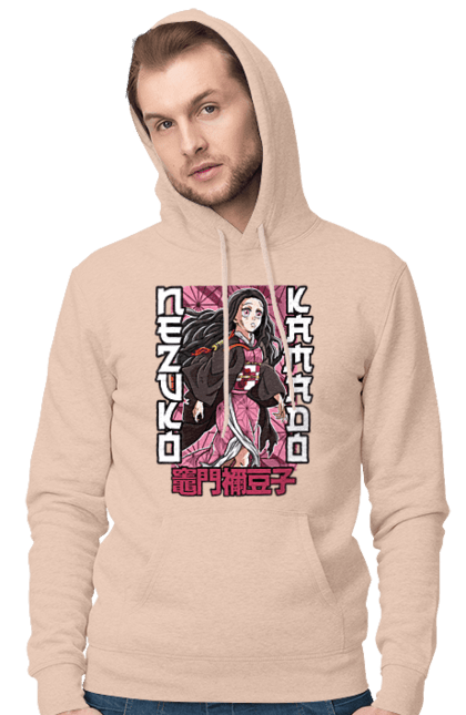 Men's hoodie with prints Demon Slayer Nezuko. Anime, demon slayer, kimetsu no yaiba, manga, nezuko, serial. 2070702