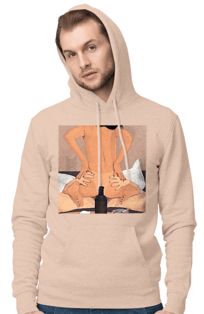 Чоловіче худі з принтом "Гола Дівчина, Пляшка І Сигарети". Гола, зверху. 2070702