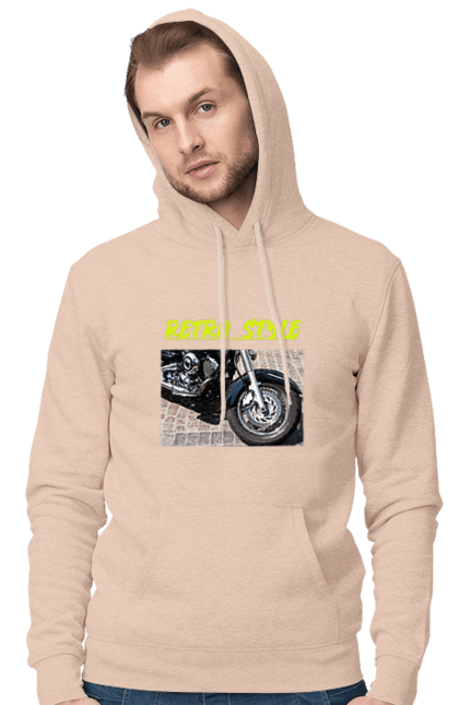 Чоловіче худі з принтом "Мото2". Байк, дорога, мотоцикл, ретро, стиль, швидкість. 2070702