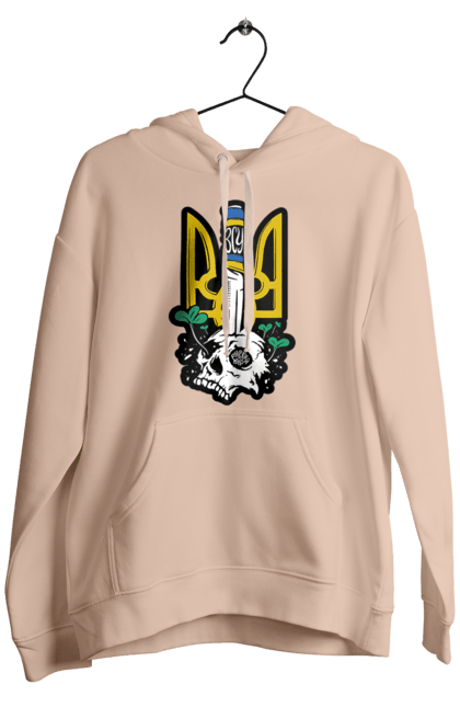 Men`s hoodie with prints Arms of the Armed Forces of Ukraine. Coat of arms, flag, kill the russian, kill ze rush, patriotic, scull, vsu. 2070702