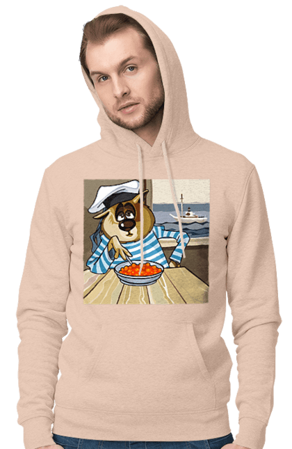 Чоловіче худі з принтом "Кот Моряк, На Кораблі Їсть Червону Ікру". Ікра, кіт, корабель, моряк. 2070702