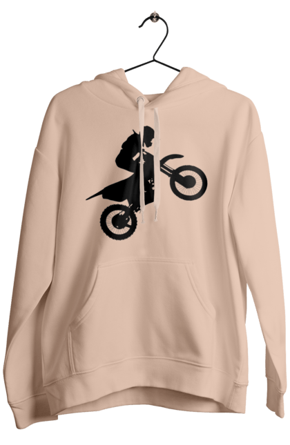 Чоловіче худі з принтом "Силует Мотоцикліста". Мотоцикл, мотоцикліст, шолом. 2070702