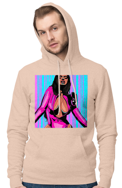 Чоловіче худі з принтом "Дівчина З Глибоким Декольте". Гола, дівчина, сиськи. 2070702