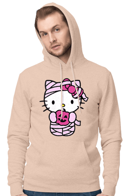 Чоловіче худі з принтом "Хелло Кітті Хелловін". Halloween, hello kitty, mummy, бренд, кіт, кошеня, мумія, персонаж, хелло кітті, хелловін. 2070702