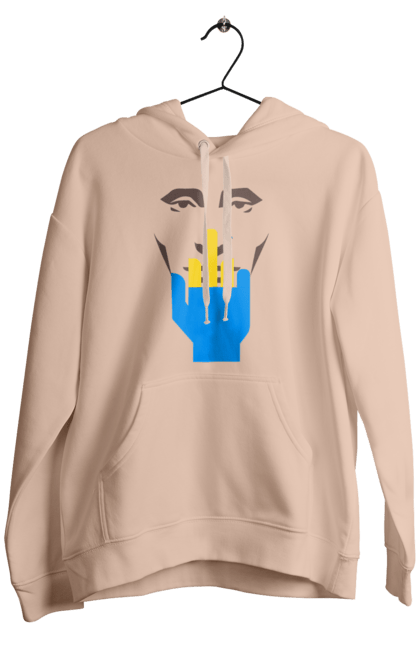 Men`s hoodie with prints Putin Huilo. All, dead muscovite, go fuck yourself, good evening, middle finger, muscovites, orcs, putin shit, putin`s head, russian military. 2070702