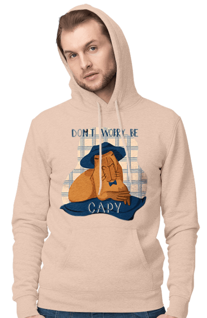 Men's hoodie with prints Capybara. Animal, capybara, rodent. 2070702