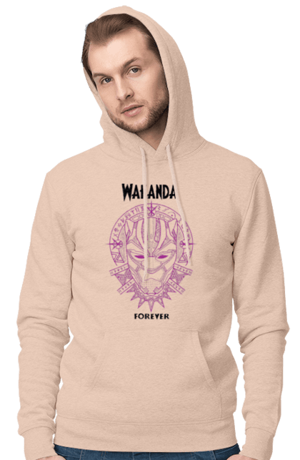 Men's hoodie with prints Wakanda Forever. Black panther, marvel, t`challa, wakanda, wakanda forever. 2070702