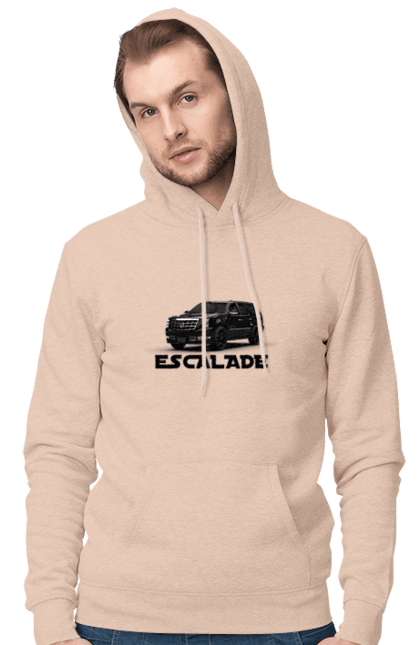 Мужское худи с принтом Кадиллак. Авто, бизнес класс, внедорожник, джип, кадиллак, машина, эскалада. 2070702