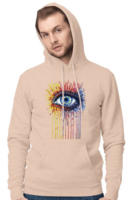 Чоловіче худі з принтом "Барвисто Тече Око". Очей, фарби. 2070702